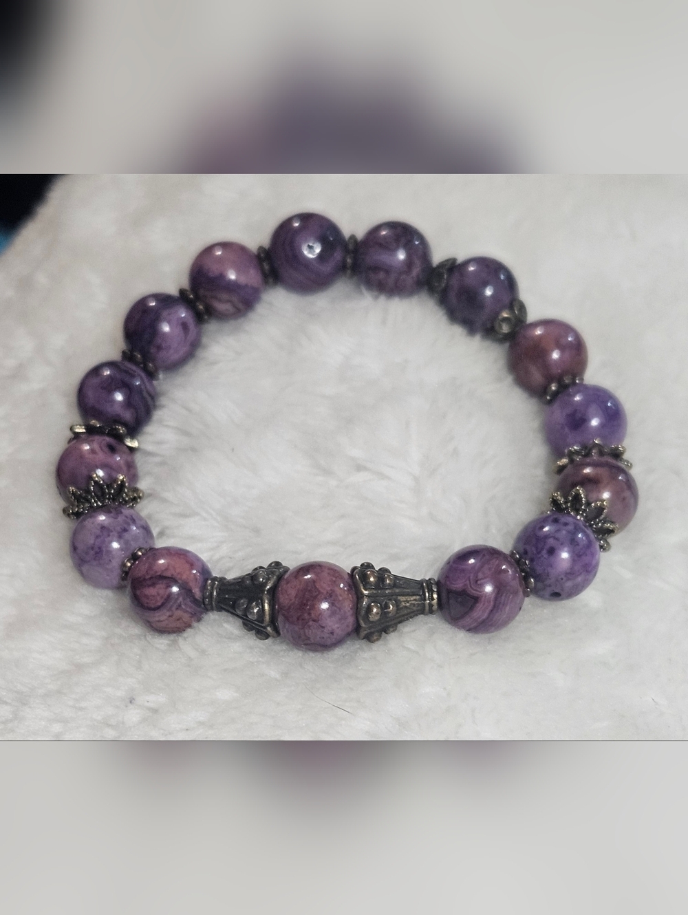 Upcycled Stone & Vintage Antique Gold Component Bracelet 7" Please Read Discript